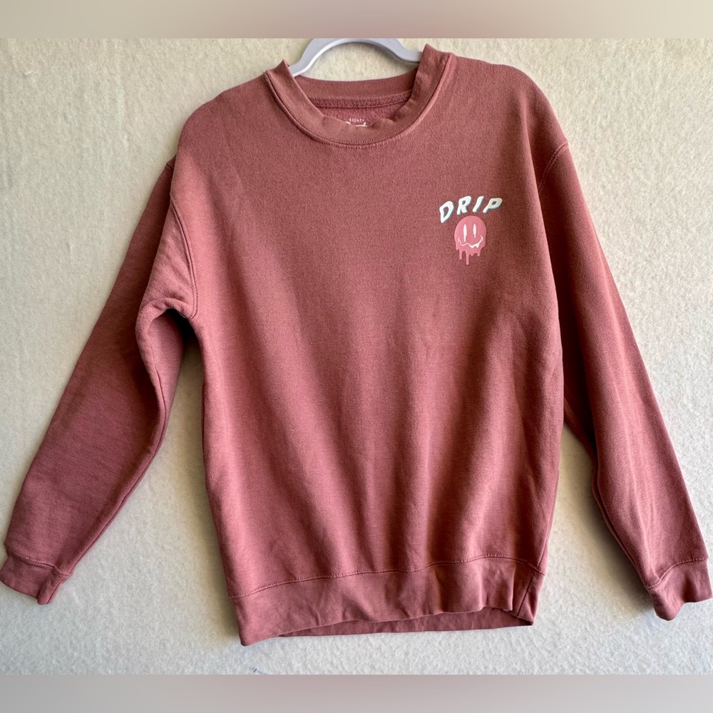 Eighty Eight Brand Drip Sweatshirt Pink Crewneck Graphic Pullover Size M